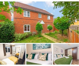 Homely Spaces Bedford 5-Bed House with SUPER KING BEDS, Up to 12 Guests, Free Parking, WiFi, Garden and BBQ